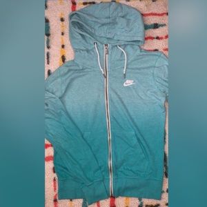 Ombré blue Nike zip up sweater size medium.